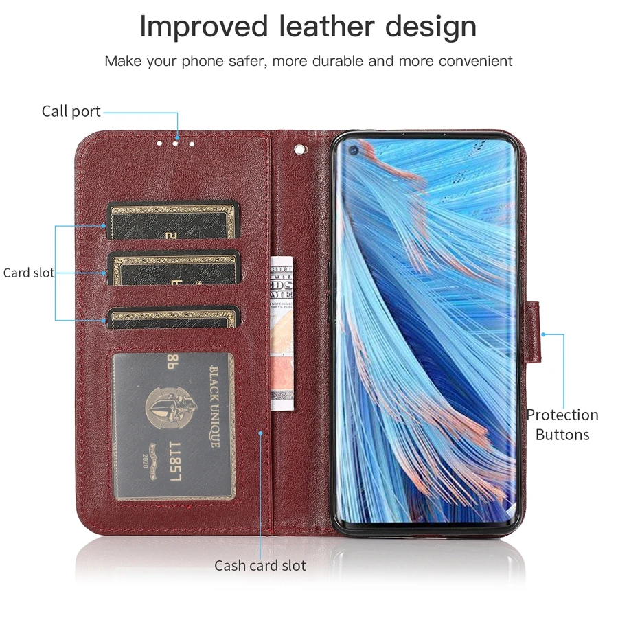 Wallet Leather Case For OPPO Find X5 Lite X5 Pro X3 Lite X2 Reno 8 Pro 7 5 Lite A96 A77 A57 A37 A16 Realme 9i 9 Pro 8i C30 C25Y