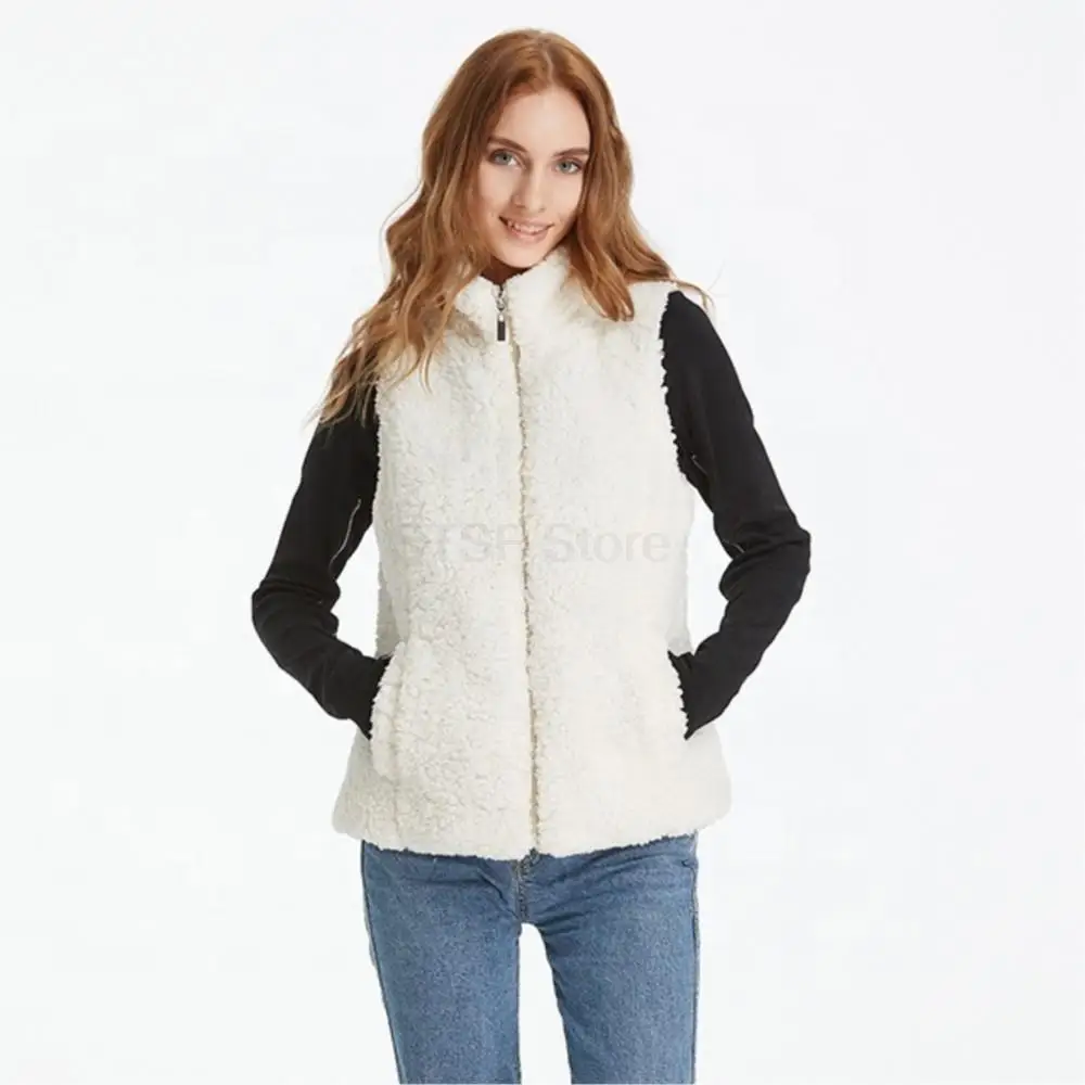 Winter Fashion Women's Real Fur Vest Fluffy Fleece Thermal Pure Color Zipper Real Fur Gilet Womens Teddy Sleeveless Waistcoat