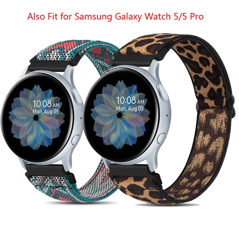 

Нейлоновый эластичный ремешок для Samsung Galaxy Watch 5/5 pro/ 4/classic/3/active 2 45 мм/46 мм/42 мм/44 мм, браслет 20 мм для Huawei GT 2