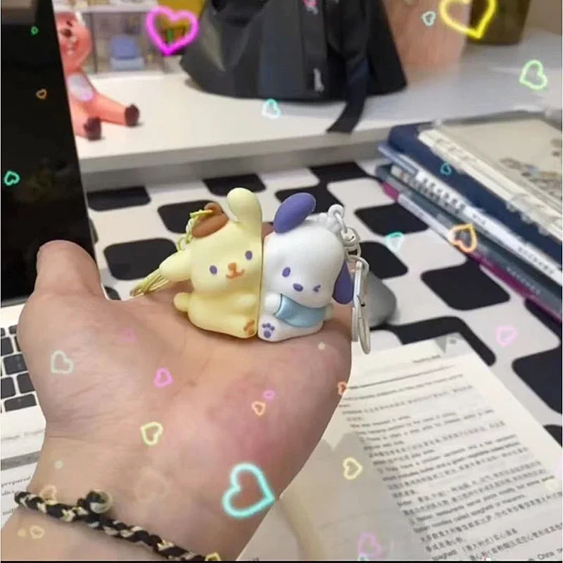 Фото Sanrio пара брелок аниме фигурки Pochacco Purin собака пара брелоки магнитная подвеска дружбы сумка очаровательные аксессуары подарок №4