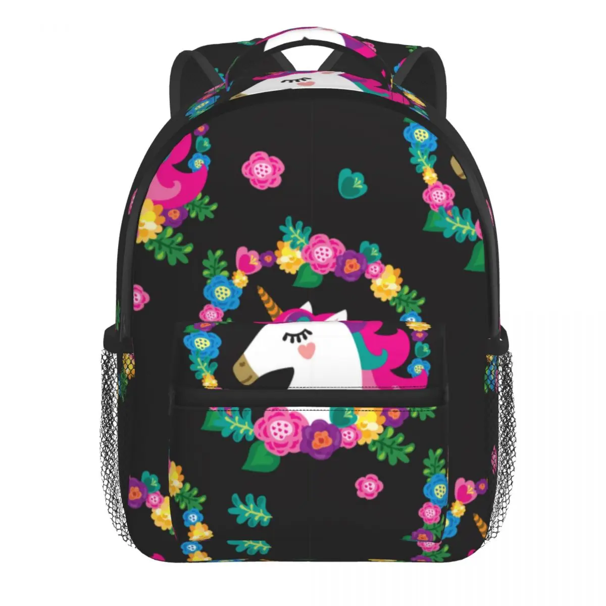 2022 Children Backpack Toddler Kids School Bag Cute Unicorn With Flowers Wreath Kindergarten Bag for Girl Boys