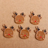 10pcs cartoon christmas charms enamel deer antlers charms pendants for jewelry making earrings necklaces diy keychain craft gift