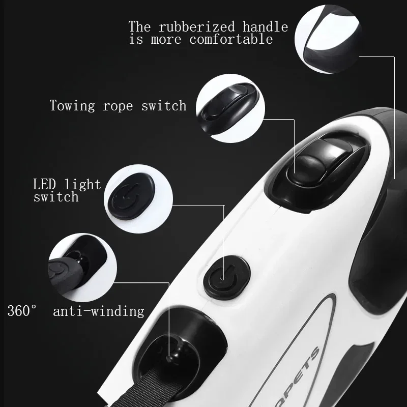 Выдвижной поводок для собак со светодиодной подсветкой 3 м 5 автоматическая