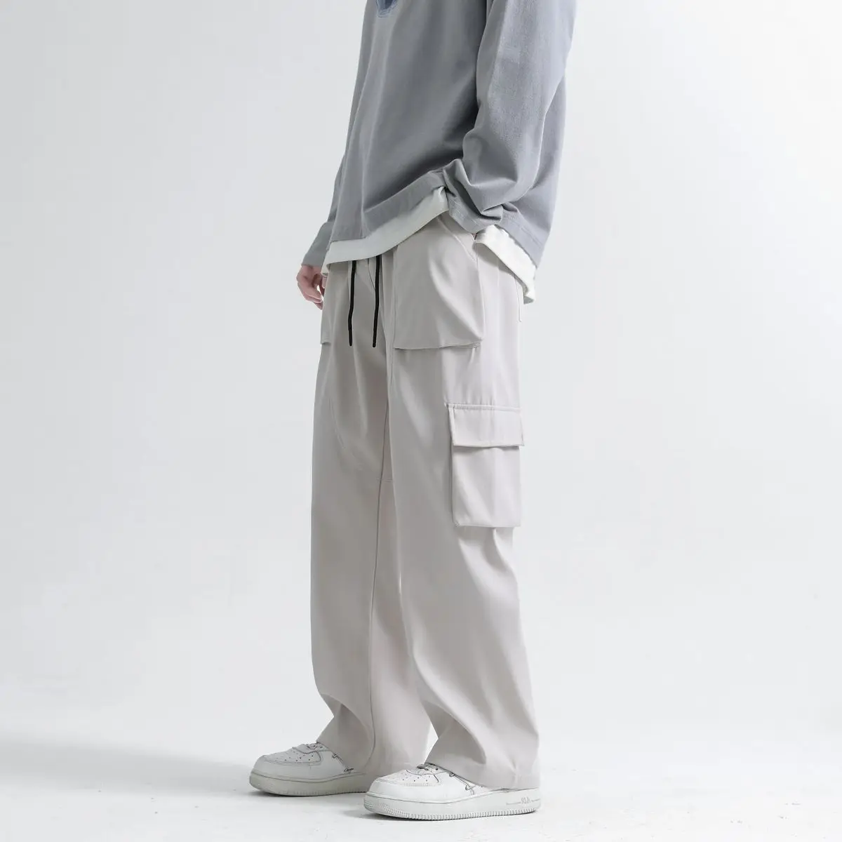 

Брюки-карго Мужская модная одежда мешковатые брюки повседневные широкие мужские брюки