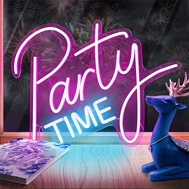 

Party Time Neon Sign LED For Birthdays Weddings Parties club of Various Festivals Indoor and Outdoor Wall Decoration