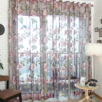 peony flower semi blackout window screen curtain tulle for living room bedroom dining room spring flower colorful kitchen door