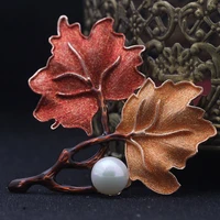 donia jewelry green brown maple leaf brooches bouquet pearl brooch jewelry fashion womens christmas accessory hats bijoux broch
