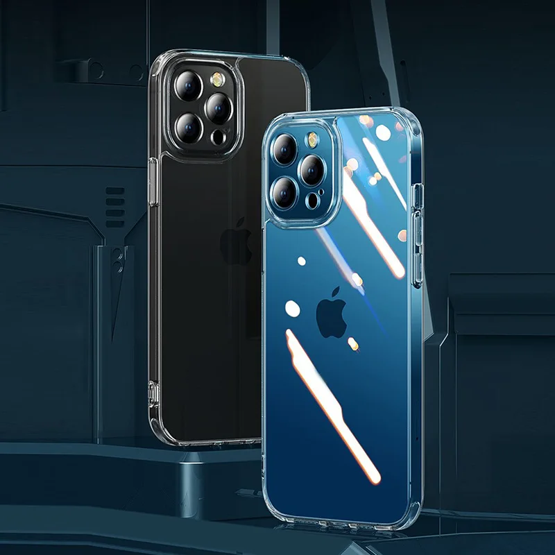 Transparent anti Drop lens fully Wrapped in Tempered glass shell For iphone14 13 12 11 Pro Max 12 13 Mini X XS XR SE 7 8 Plus