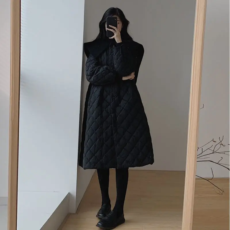 2022 Winter New Mid-length Cotton-padded Clothes Women's Doll Collar Thickened Cotton-padded Jacket Fashion Design Coat