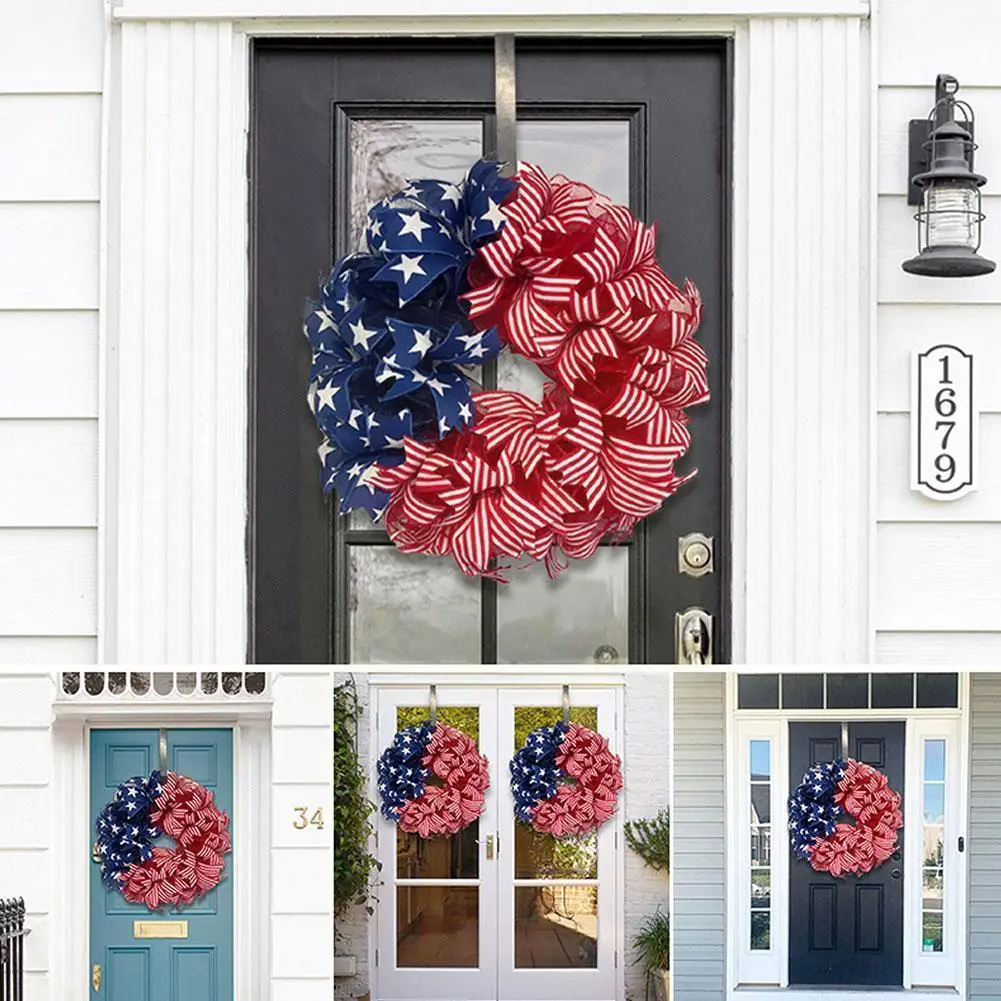 

Independence Day Wreath 4th Of July Memorial Day Wreaths Porch Decor Hanging Ornament Front Garlands Door Decoration Wall H O8c2