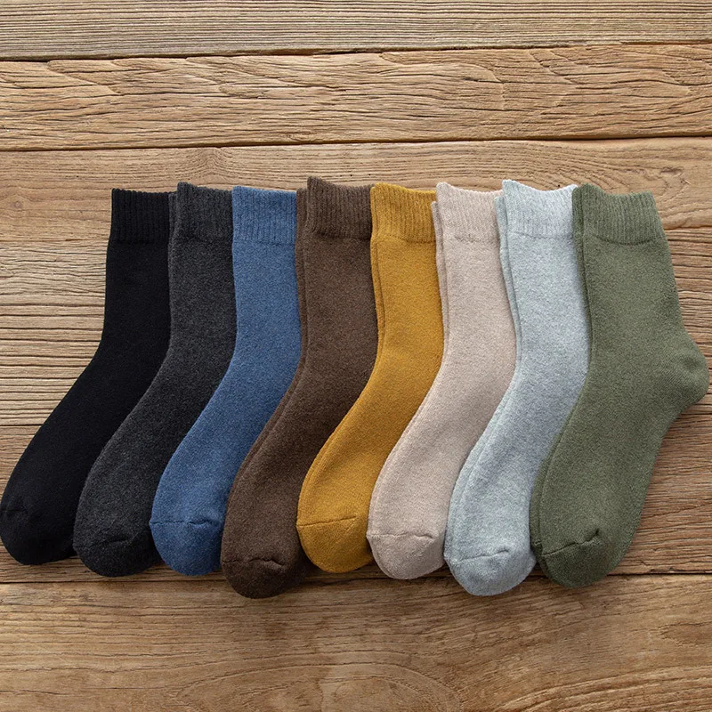 Trend solid color flat men's terry socks thickened warm towel socks