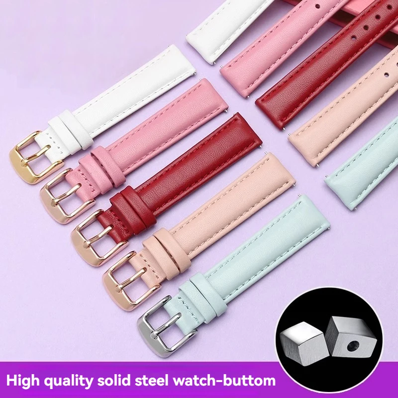 Фото Cowhide Strap 12mm 14mm 15mm 16mm 18mm 20mm Quick Release Replace Wrist Strap Men Women Watch Accessories №4
