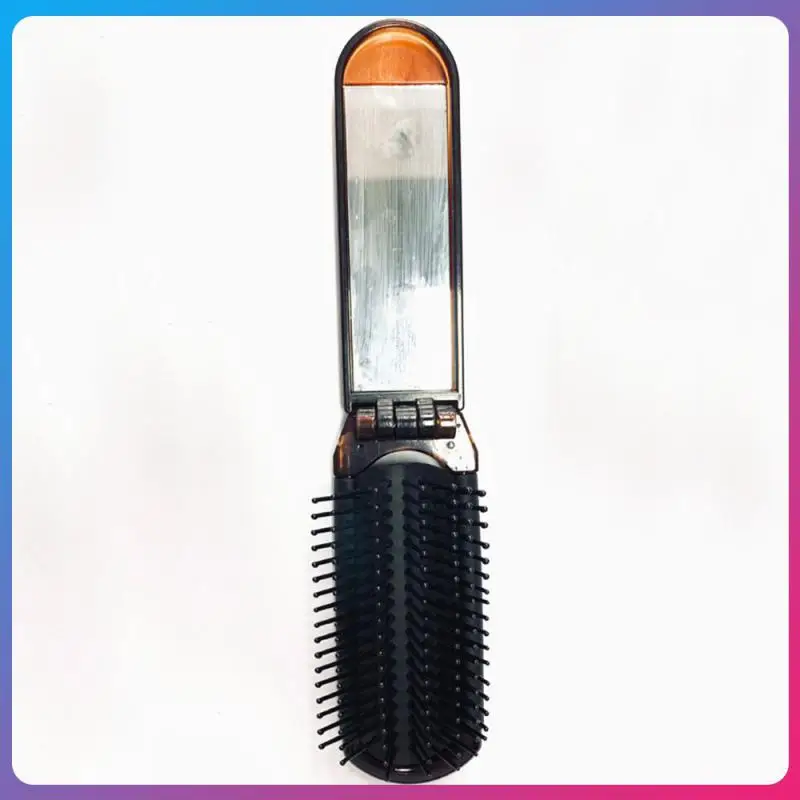 

Closed: 11*4*2cm Expanded: 20.5*4*1cm 40g Travel Comb Foldable Design With Mirror Hair Comb Hair Care Comb Easy To Clean Amber