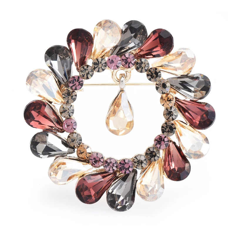 Женская Брошь в виде капли Wuli &amp baby круглая брошь с кристаллами дворцовом стиле