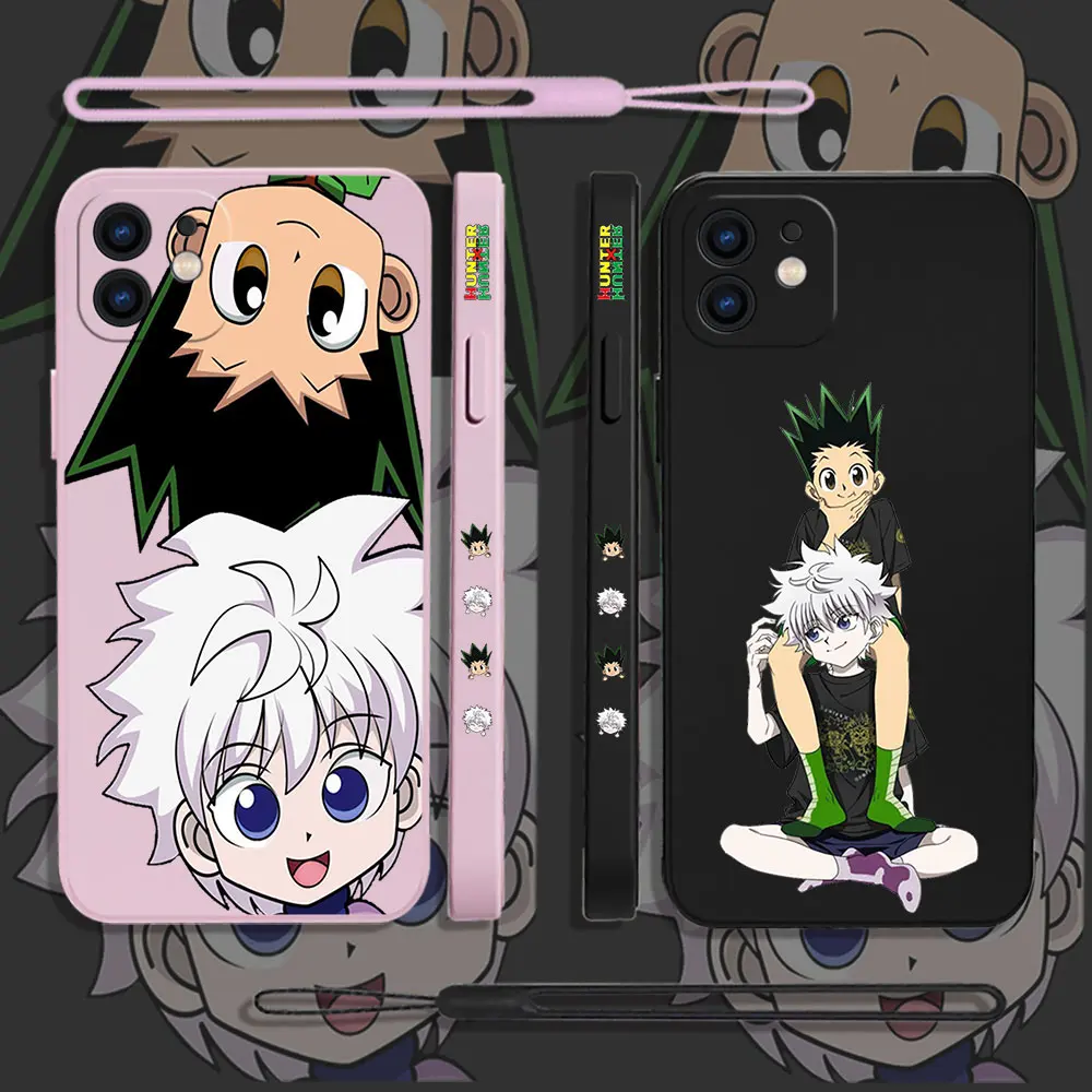 

HUNTER x HUNTER HxH Gon Killua Anime Phone Case For iPhone 14 13 12 11 Pro Max Mini X XR XS SE 2020 8 7 Plus 6 6S With Lanyard