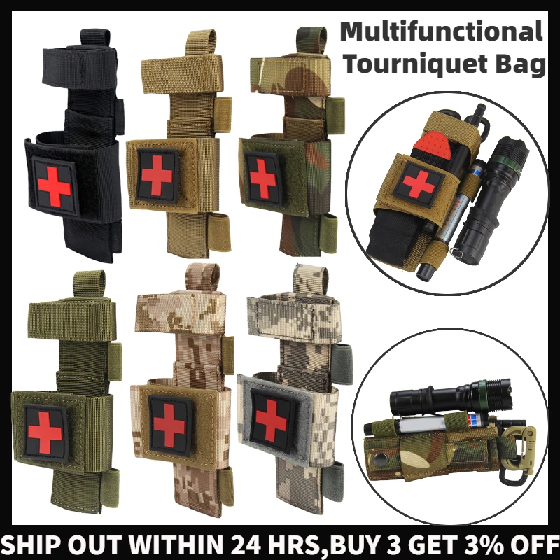 1-3pcs Tactical Bag First Aid Kit Molle Pouch Belt Fast Tourniquet Shear CAT Multifunction Military Survival Gear Tool Accessory |