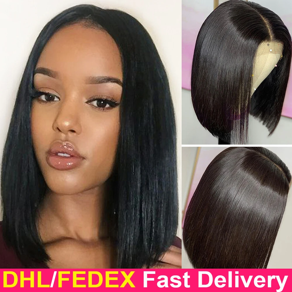 13x4 Lace Front Wig Straight Bob Wig MEGALOOK Lace Front Human Hair Wigs For Women Remy Brazilian Human Hair Bob Wig Pre Plucked