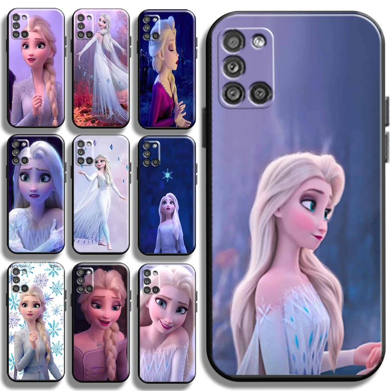 

Cute Pretty Frozen Elsa Anna For Samsung Galaxy A31 A31 5G Phone Case Black Back Full Protection Coque Liquid Silicon Cases