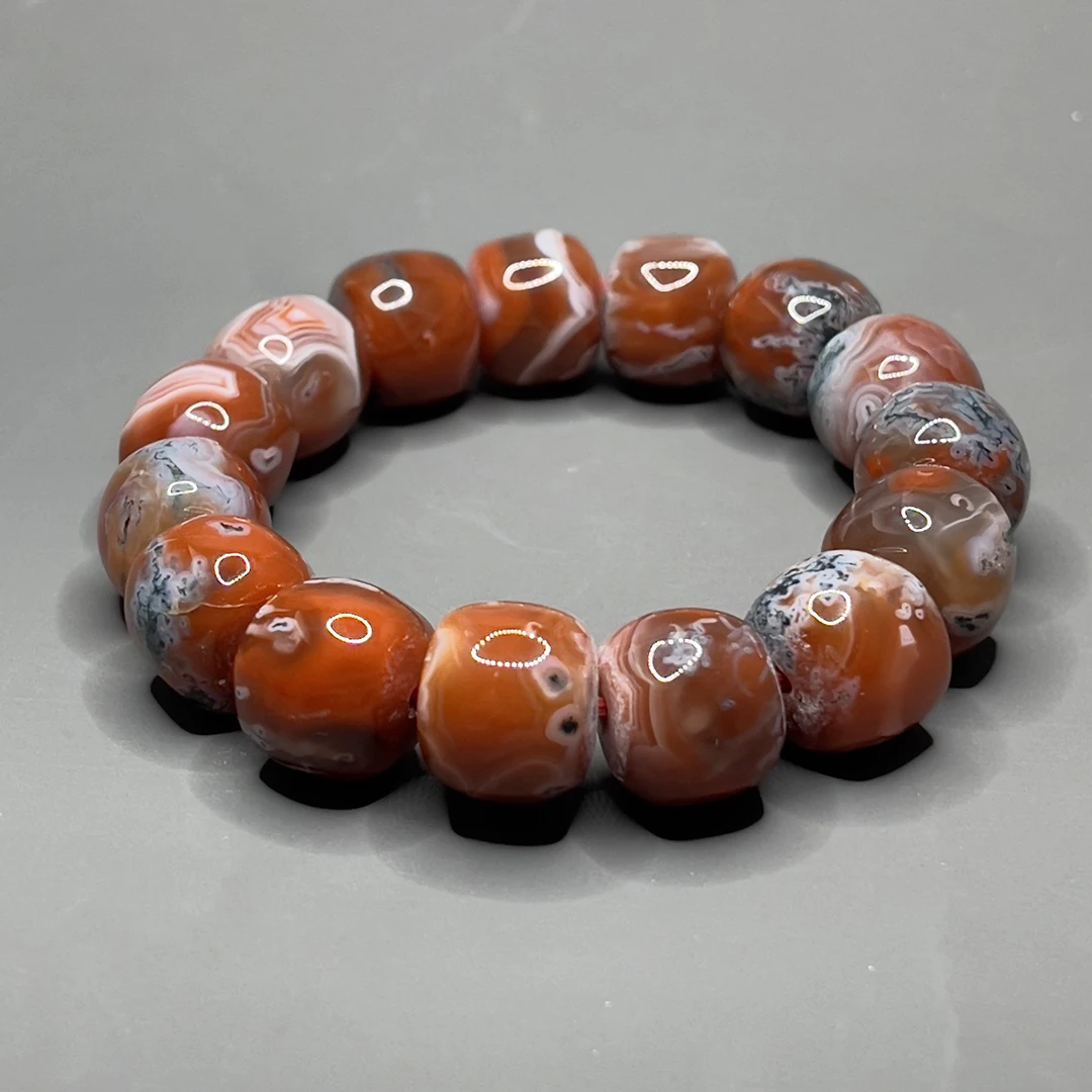 Браслеты из натуральных красных агатовых бусин Wenwan ручные струны редкие
