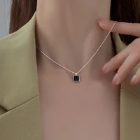 black pendant necklace women korean fashion 925 silver chain for 2022 women ladies wedding anniversary gift charm choker