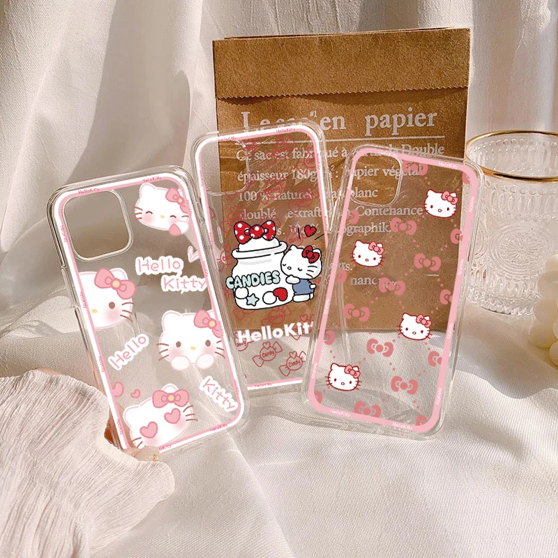 Sanrio Hello Kitty Case For Xiaomi Mi 11T 12 10T Redmi Note 9 10 Lite 11 S 8 7 8T 9T 9C 10C Poco F3 M3 X3 NFC X4 Pro Clear Coque