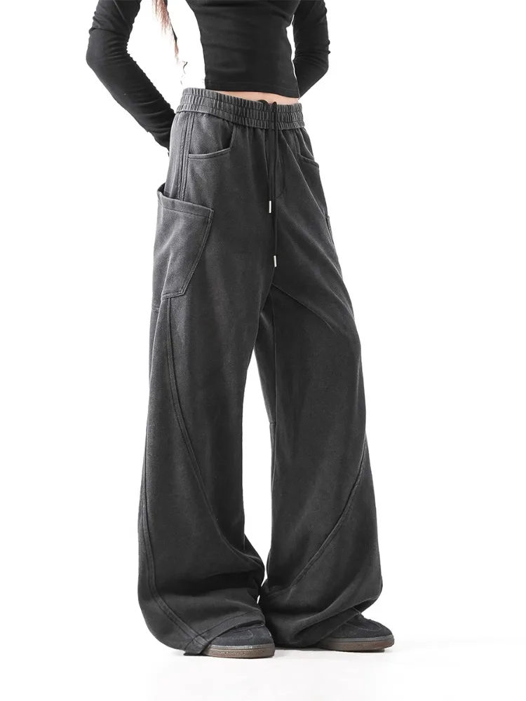 HOUZHOU винтажные мешковатые спортивные штаны Y2k для бега женские уличные в стиле