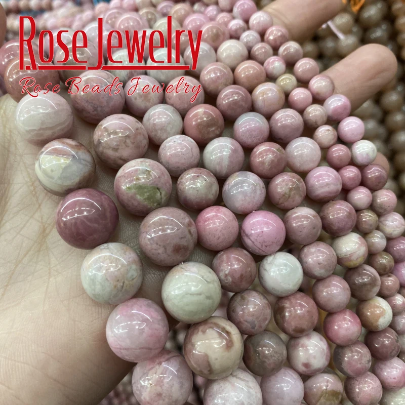 Top Quality Natural Red Rhodochrosite Gemstones Beads For Jewelry Making Round Stone Beads DIY Bracelet Handmade 6 8 10 12mm15''