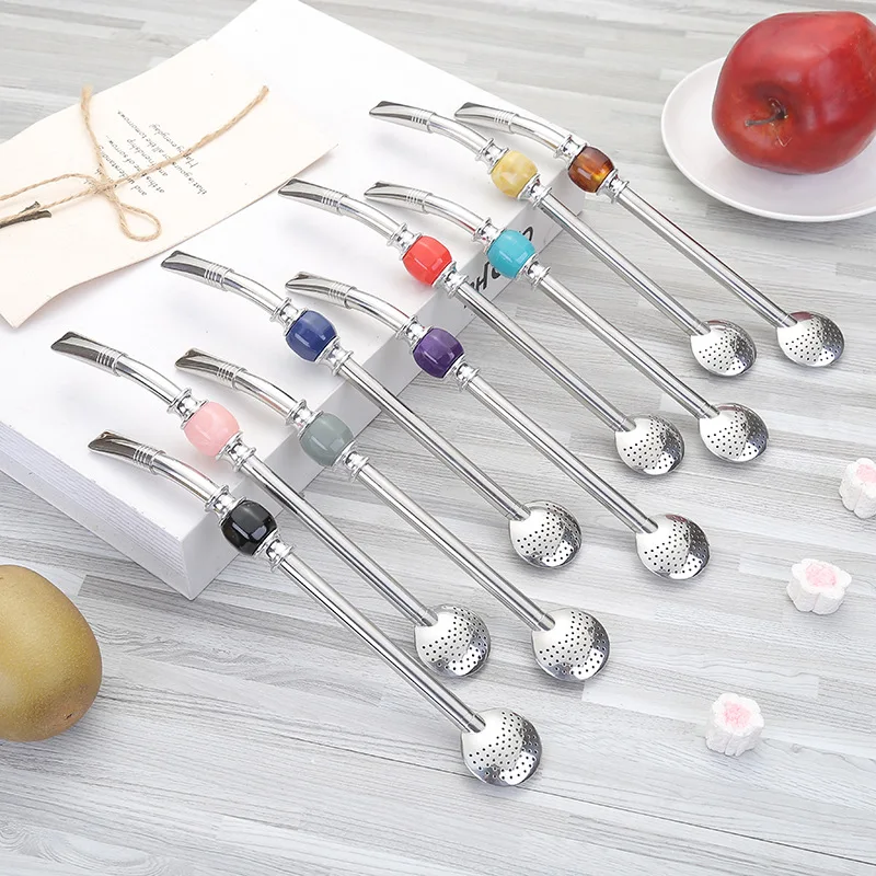 

Stainless Steel Detachable Filter Yerba Mate Tea Straws Bombilla Gourd Reusable Drinking Straw Spoon Coffee Tea Tool