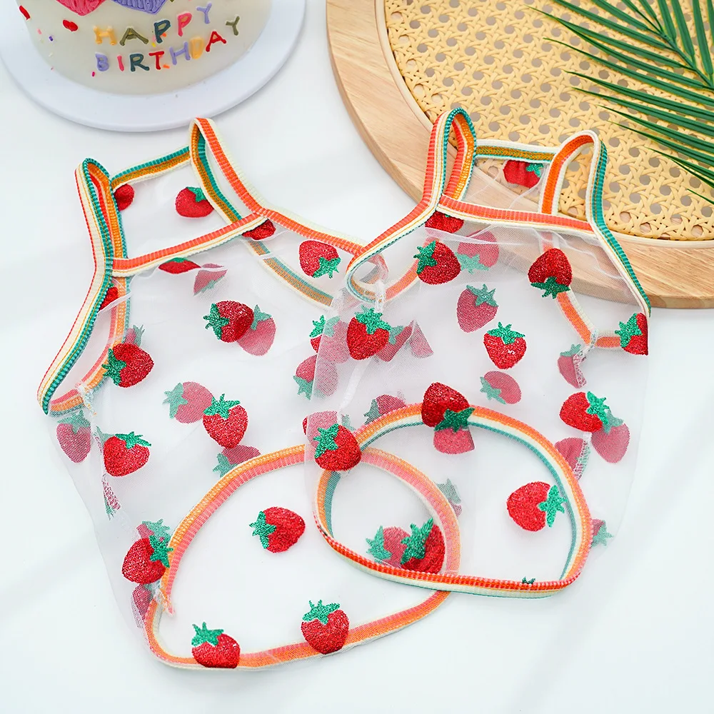 Полиэстер сетчатый солнцезащитный жилет для собак Strawberry