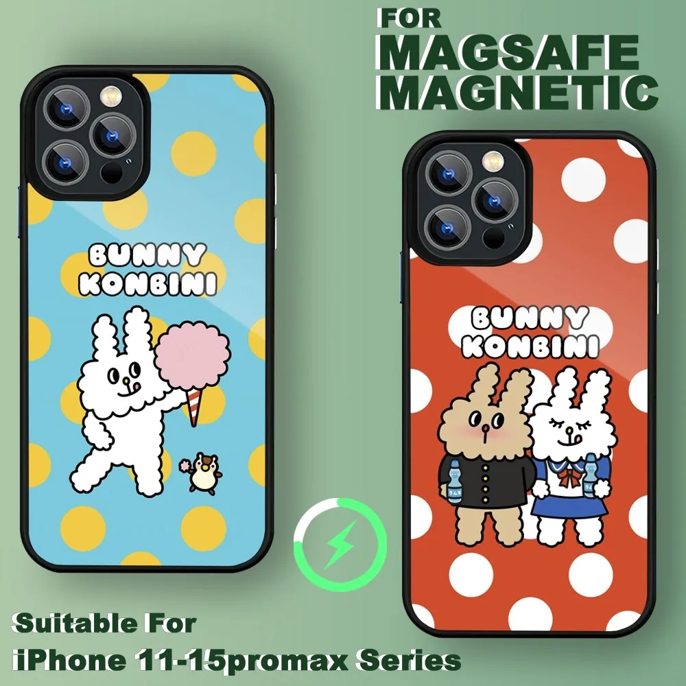 Чехол Kawaii Bunny Konbini для iPhone 15 14 13 11 12 Pro Max Plus чехол телефона Magsafe