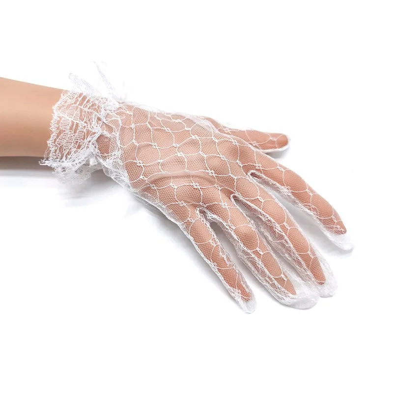 

Bridal Gloves Short Yarn Lace Wedding Photo White Dress Simple Mesh Oversleeves