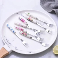 4pcslot kitchen tool fashion stainless steel fork 15mm bone china fruit forkcake dessert fork tableware