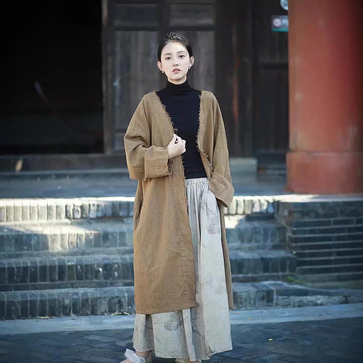 Новинка осенне-зимняя свободная ретро-куртка UMI MAO утепленная песчаная потертая