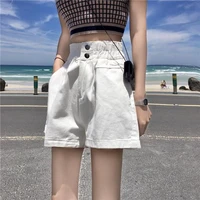 korean version all match straight cotton shorts casual simple summer outwear retro women solid button shorts female daily new