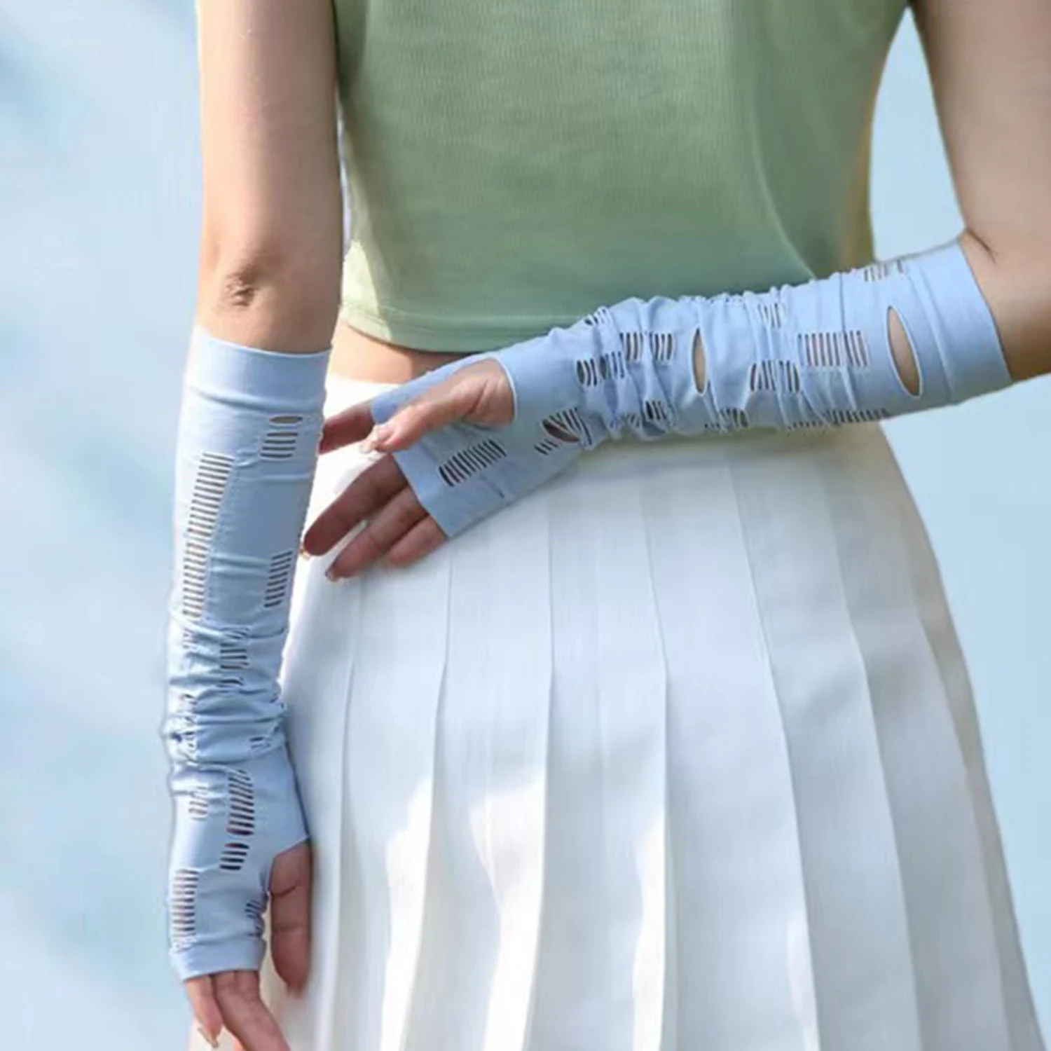 

1 Pair Ice Silk Sun Protection Arm Covers Unisex Elbow Cover Outdoor Cycling Running Fishing Driving Cool Anti-UV Arm Sleeves