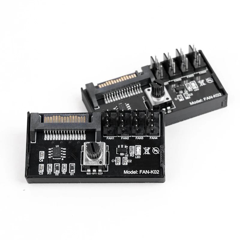 Фото ШИМ-контроллер скорости вентилятора Высокая мощность Sata DC Power 4-контактный регулятор вентилятора NAS Серверный регулятор скорости вентилятора 4-сторонний ШИМ-регулятор вентилятора №2