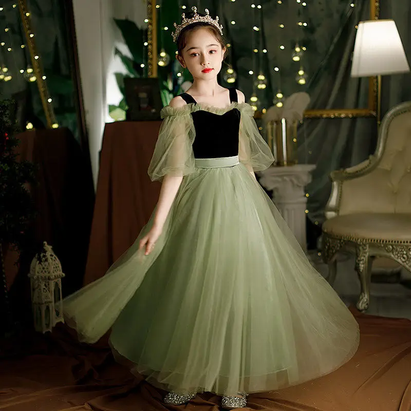 

Kids Girl Elegant Weddings Christmas Princess Party Pageant Lace Long Dress Children Clothing Casual Ball Gown Formal Dress L26