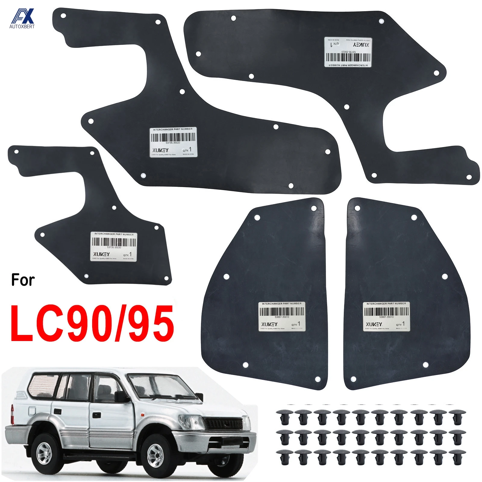 

5 шт. для Toyota Land Cruiser Prado Colorado J90 J95 1996-2002, резиновые брызговики, внутренний вкладыш крыла, фартук, уплотнители, защита и зажимы