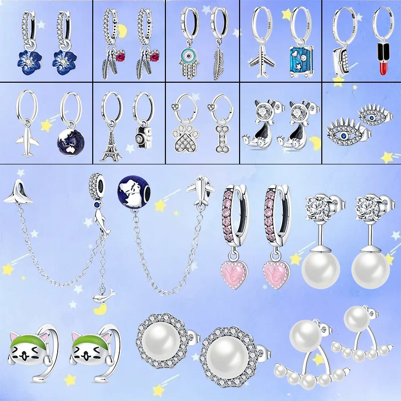 

2022 New Personalized earrings Jewelry Fit Original 925 Sterling Silver beads Fine Stud earrings for women Wedding Jewellry