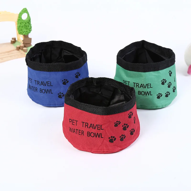 

Oxford Cloth Waterproof with Zip Folding Dog Bowl Pet Travel Out Portable Dog Bowl Drinking Water Cloth Bowls