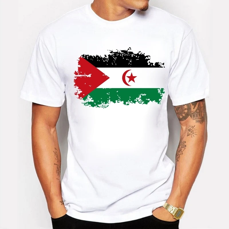 

New Western Sahara Flag T shirt Men Casual Short Sleeve T-shirts Funny Western Sahara National Flag Summer Men Tshirt