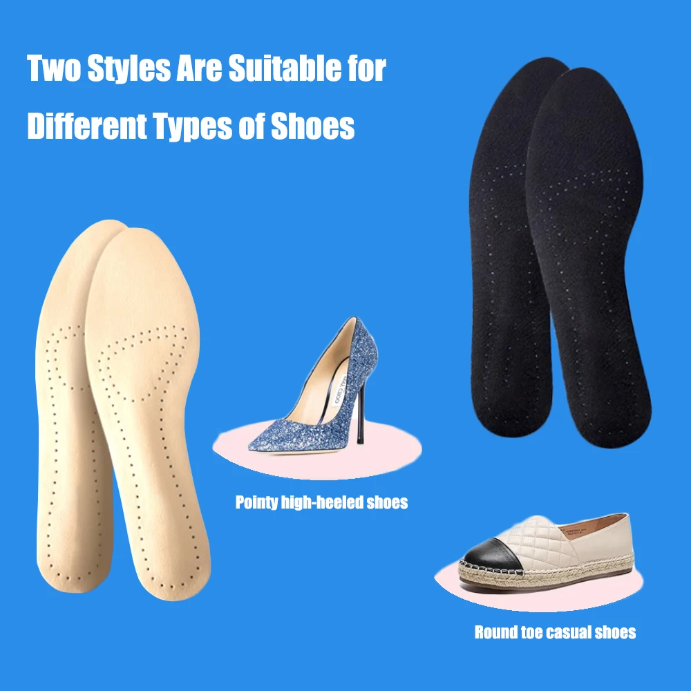 Latex Leather Insoles for Shoes Women Soft Breathable Inner Sole Non-Slip Self-Adhesive Shoe Pads for Sandals High Heels Inserts
