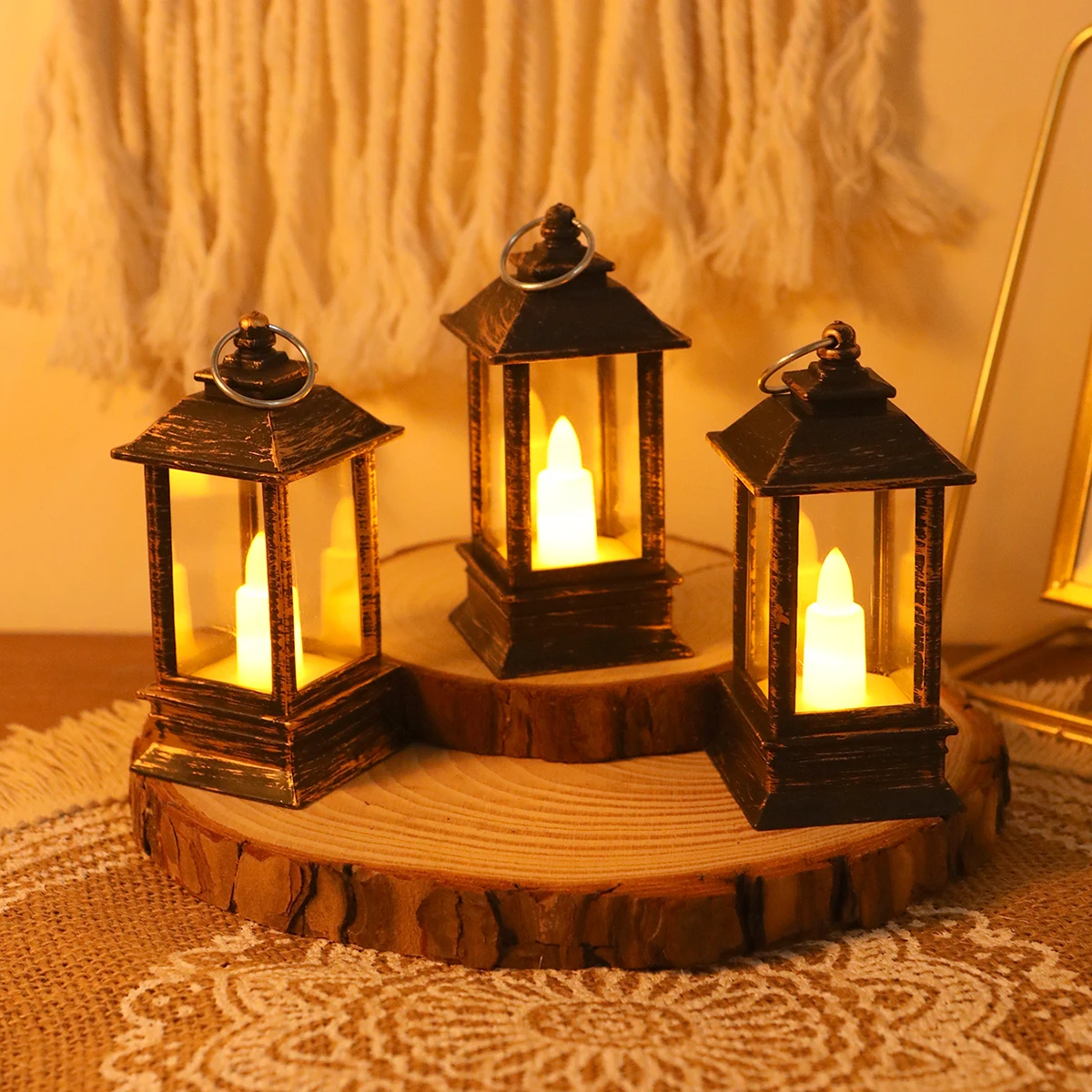 

Black/white Led Ramadan Lantern Wind Durable Lights Home Eid Mubarak Muslim Party Decor
