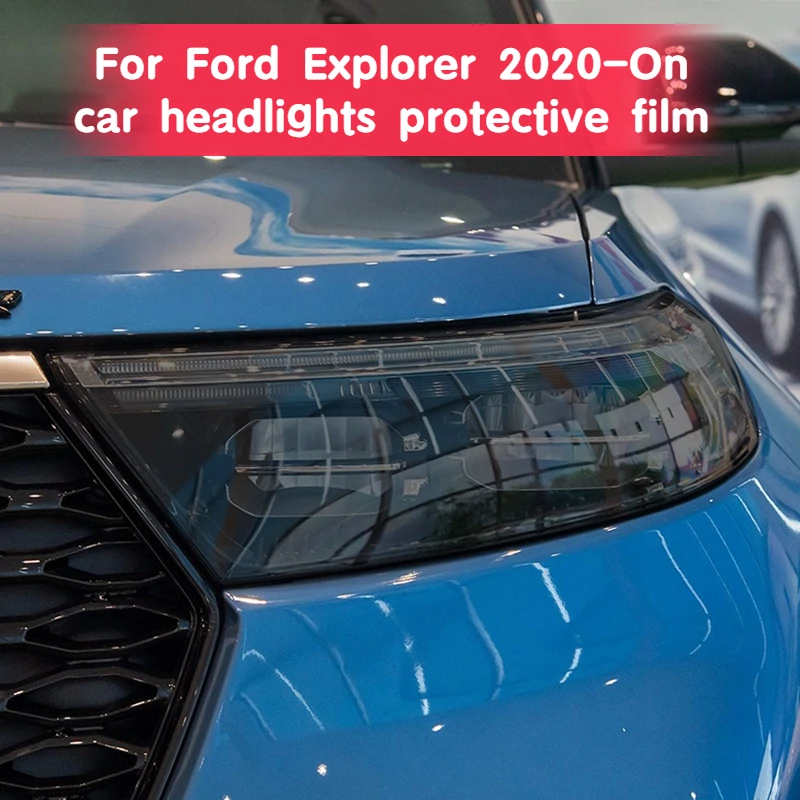 

2-piece car headlights protective film headlight For Ford Explorer 2020-On U625 accessories transparent smoked black TPU sticker