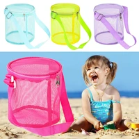 blue purple pink green 3d round tool holder for kids childrens beach bucket sand free storage bag toy collection bag