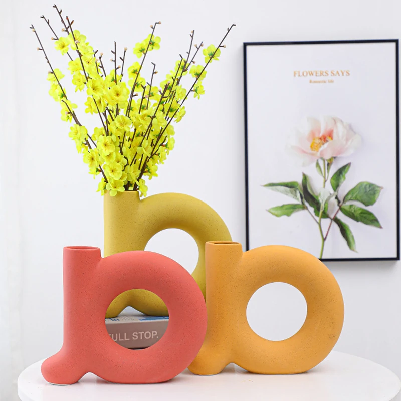 

Creative Letter a-Shape Ceramic Vase Home Decoration Living Room Office Art Decor Nordic Dining Table Flower Arrangement Vase