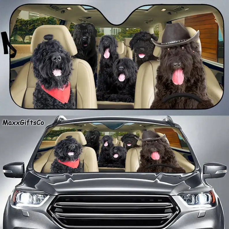 

Black Russian Terrier Car Sun Shade, Dogs Windshield, Dogs Family Sunshade, Dog Car Accessories, Car Decoration, Gift For Dad, M