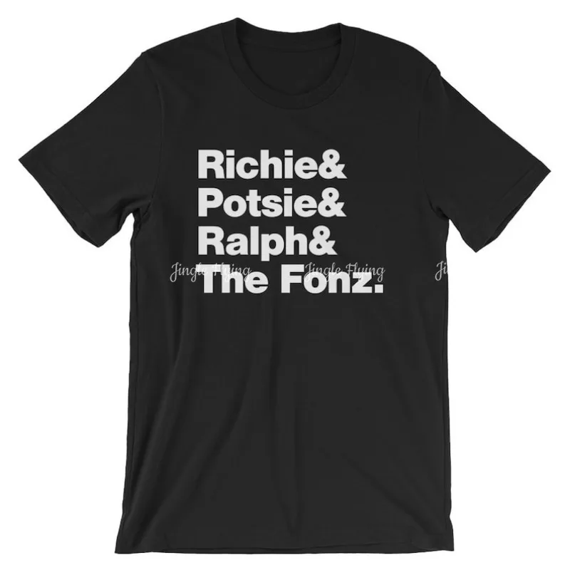 Фото Happy Days Richie Potsie Ralph And Fonzie TV Show-Television Multiple Colors Мягкая хлопковая рубашка премиум-класса Футболка №1