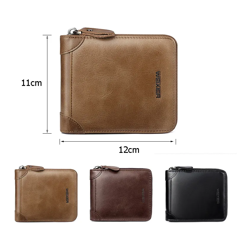 Men's Zipper Wallet Men PU Wallet Photo Holder Bank Card Holder Purse for Male Note Compartment Coin Pocket Wallets purses 2022