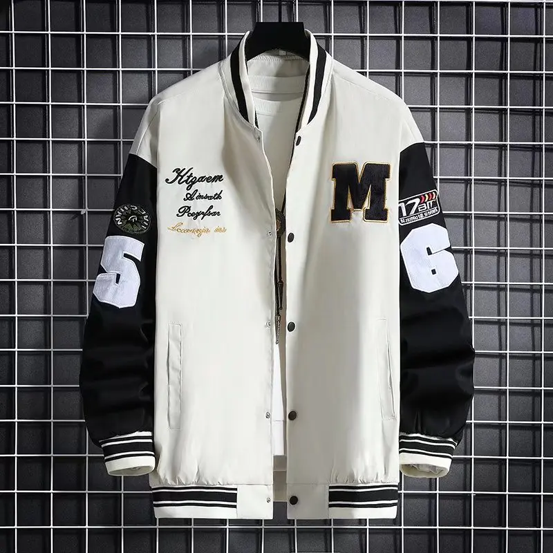 

2022 spring and autumn baseball uniform jacket men's tide brand loose stitching jacket Hong Kong style youth casual top
